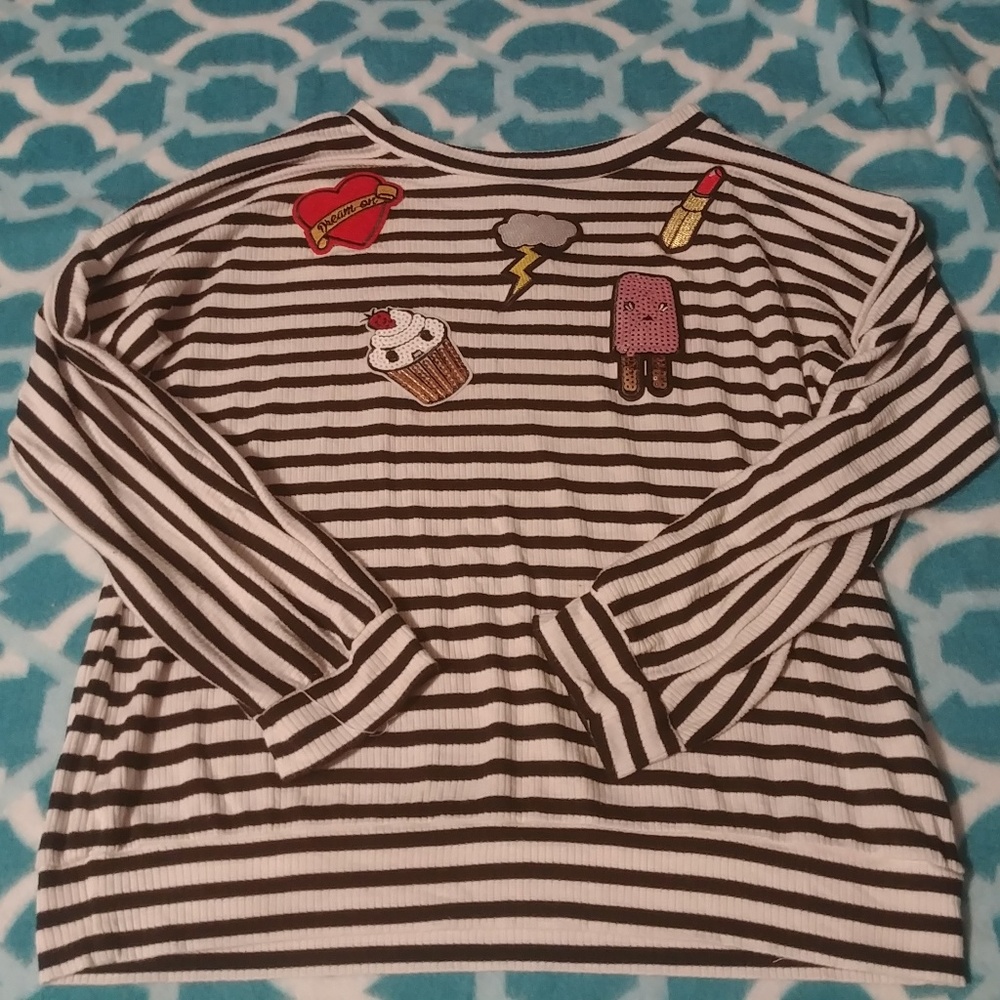 Soft Stretchy Long Sleeve Shirt with Patches